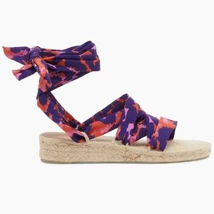 NWOT Diane Von Furstenberg X Castner Paloma Animal Print Espadrilles Rose Multi